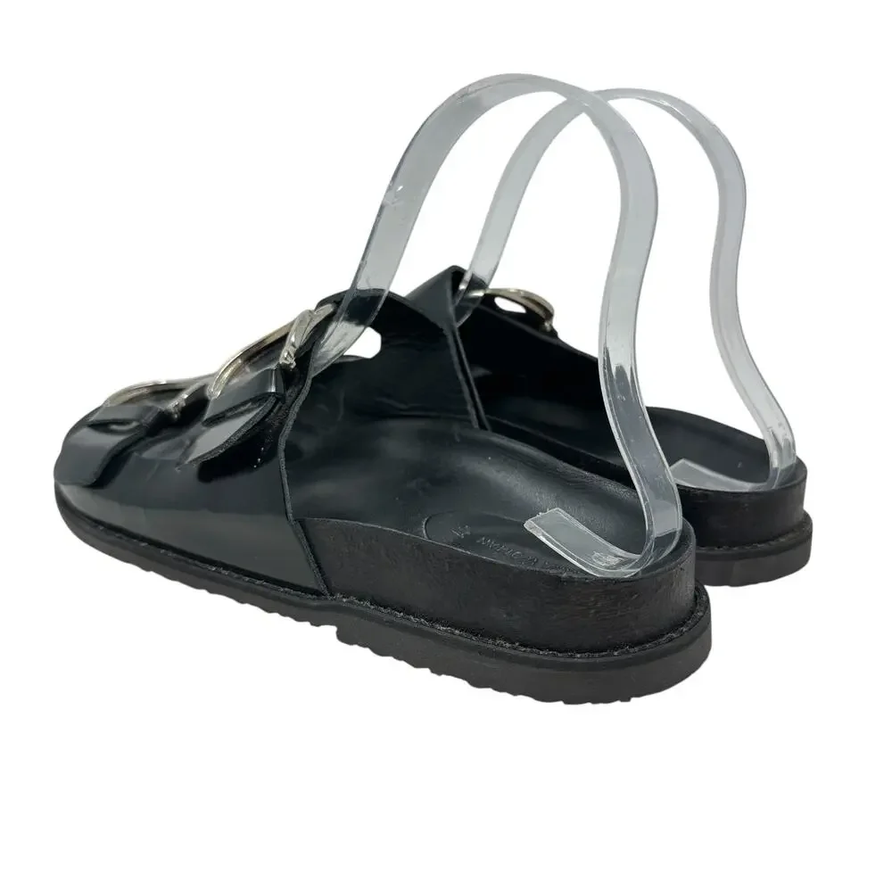 Zara Slide Sandals Buckles Double Strap Faux Leather Black Size 41 US‎ 10 - Picture 10 of 14